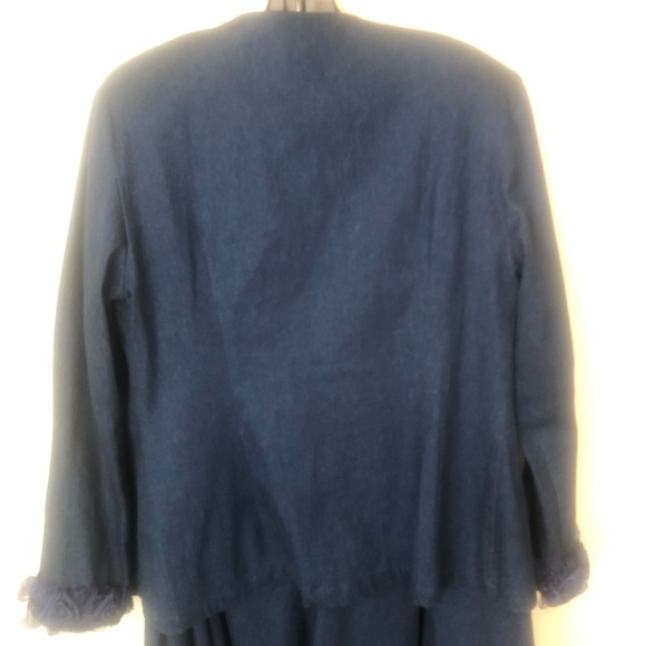 Couture New York three piece stretch blue denim skirt set. - Picture 2 of 4